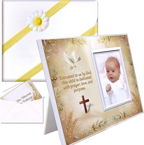 Baby Boy Dedication Picture Frame Keepsake – Faith-Inspired Gift from Godparents or Grandparents – Holds 3.5x5 Photo in Saudi Arabia