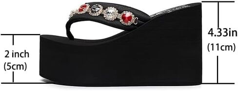Womens Y2k Rhinestone Platform Wedge Flip Flops Chunky High Heel Sandals Beach Thong Heeled Sandal Slippers in Saudi Arabia