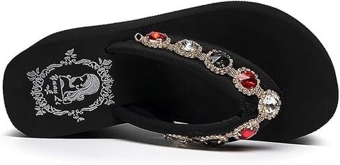 Womens Y2k Rhinestone Platform Wedge Flip Flops Chunky High Heel Sandals Beach Thong Heeled Sandal Slippers in Saudi Arabia