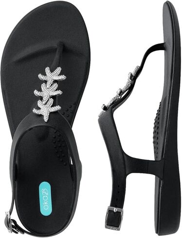 صندل نسائي من Oka-B Carson Kaila T-Strap Flip Flop مع سحر نجم البحر in Kuwait
