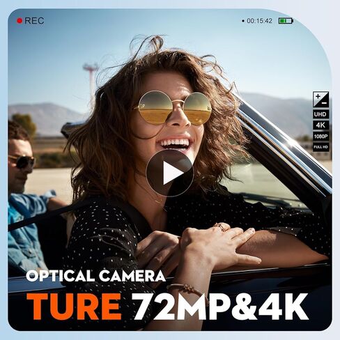 كاميرات رقمية G-Anica 4K&72MP للتصوير الفوتوغرافي، وكاميرا فيديو بصرية 72MP&12X، وشاشة قابلة للطي 720 درجة، وكاميرا تسجيل فيديو لليوتيوب مع فلاش، ومخرج WiFi وHDMI، وتركيز تلقائي، ومضادة للاهتزاز، وبطاقة SD سعة 32 جيجابايت (أسود) in Kuwait