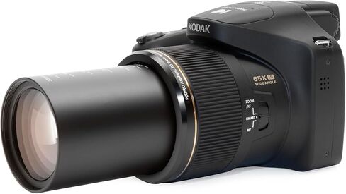 كاميرا Kodak PIXPRO AZ653 Astro Zoom الرقمية، 65x بصرية مع مستشعر 20 ميجابكسل، زاوية واسعة 24 مم، فيديو عالي الدقة 1080 بكسل، OIS، واي فاي، أسود in Kuwait