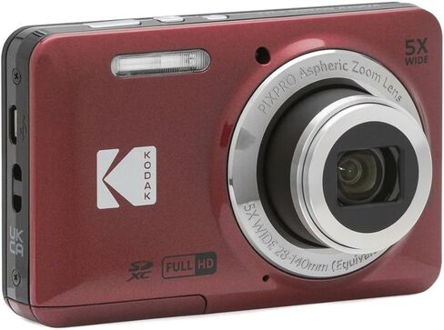كاميرا Kodak PIXPRO Friendly Zoom FZ55 الرقمية (أحمر) مع حافظة صلبة وحزمة بطاقة SD سعة 32 جيجابايت (3 عناصر) in Kuwait