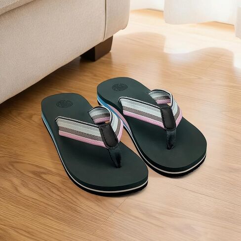 Women's Flip Flops with Arch Support, Orthotic Comfortable Slip On Yoga Mat Casual Cushion Summer Beach Walking Thong Sandal for Women Indoor Outdoor Pool Slides, Blue in Kuwait