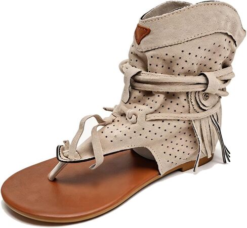 Tassel Sandals for Women - 2026 Bohemian Gladiator Fringe Casual Flip Flops Flat Clip Toe Ankle Boots Beach Sandals T-Strap Open-Toe Beach Sandals in Saudi Arabia