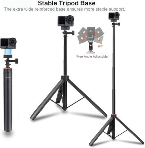 حامل ثلاثي القوائم لعصا السيلفي مقاس 53 بوصة من Osmo Action 6 وحقيبة حمل 2 في 1، حامل ثلاثي القوائم لعصا السيلفي مقاس 135 سم مع حامل مغناطيسي سريع التحرير، حافظة صلبة محمولة، مدونة فيديو وضرورية للسفر لـ DJI Osmo Action 6 in Kuwait