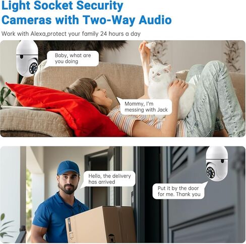 DYPCO Light Bulb Camera Outdoor, 5G/2.4GHz Light Bulb Security Cameras Wireless Outdoor, AI Motion Detection and Siren Alarm, US-Based Cloud Storage, 911 Calling Color Night Vision (2 Pack) in Kuwait