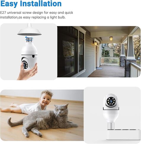 DYPCO Light Bulb Camera Outdoor, 5G/2.4GHz Light Bulb Security Cameras Wireless Outdoor, AI Motion Detection and Siren Alarm, US-Based Cloud Storage, 911 Calling Color Night Vision (2 Pack) in Kuwait