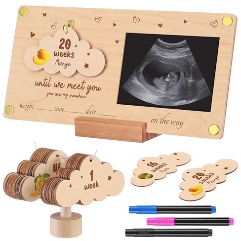 إطار صورة Yalikop Baby Sonogram مع أسابيع العد التنازلي القياسية 4 × 3 بوصات إطار صور بالموجات فوق الصوتية للحمل لوحة العد التنازلي لتكون أمي هدايا للآباء المتوقعين للكشف عن الجنس هدية in Kuwait