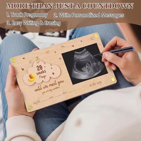 إطار صورة Yalikop Baby Sonogram مع أسابيع العد التنازلي القياسية 4 × 3 بوصات إطار صور بالموجات فوق الصوتية للحمل لوحة العد التنازلي لتكون أمي هدايا للآباء المتوقعين للكشف عن الجنس هدية in Kuwait