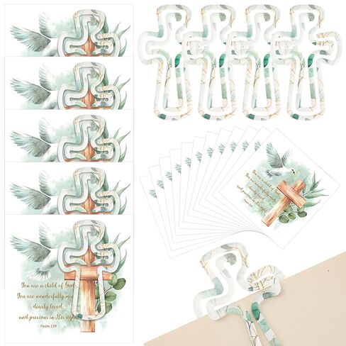 Watersay 20 Sets Baptism Gifts Includes Baptism Cards with Golden Acrylic Cross Paperclips Religious Gift Christian Bookmarks First Communion Gifts Baby Shower Party Praying Cross Cards in Kuwait