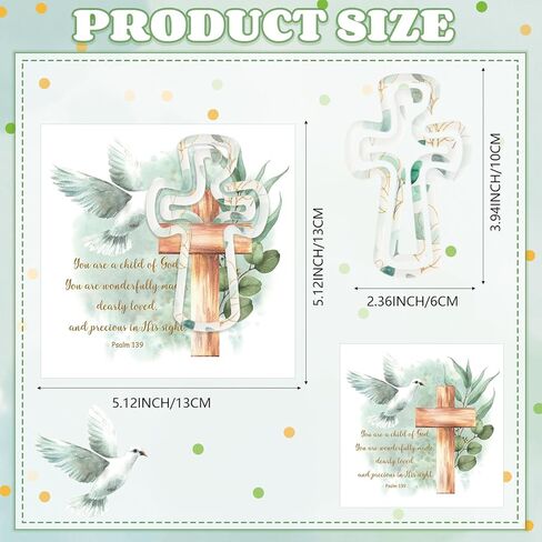 Watersay 20 Sets Baptism Gifts Includes Baptism Cards with Golden Acrylic Cross Paperclips Religious Gift Christian Bookmarks First Communion Gifts Baby Shower Party Praying Cross Cards in Kuwait