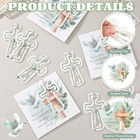Watersay 20 Sets Baptism Gifts Includes Baptism Cards with Golden Acrylic Cross Paperclips Religious Gift Christian Bookmarks First Communion Gifts Baby Shower Party Praying Cross Cards in Kuwait