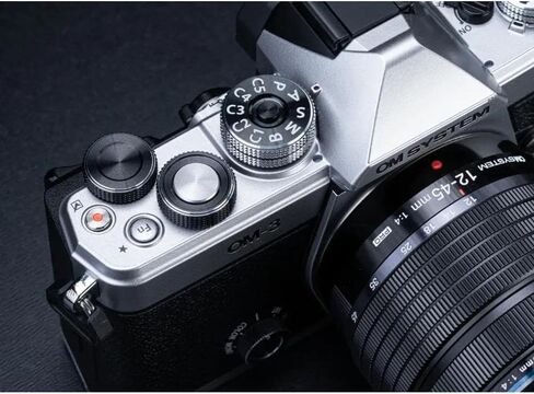 كاميرا رقمية OM-3 بدقة 20 ميجابكسل من OM Digital Solutions مع عدسة M.ZUIKO مقاس 12-45 مم، حزمة فضية مع بطاقة ذاكرة Lexar Premium PRO SDXC سعة 64 جيجابايت + حقيبة كاميرا Deco Essentials + مجموعة Corel Photo Video in Kuwait