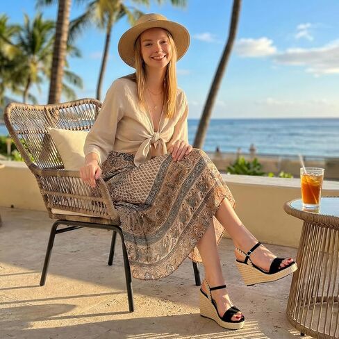 Accloris Womens Wedge Sandals Espadrille Platform Sandals Open Toe Ankle Strap Trendy High Heel Dressy Comfortable Party Casual Summer Sandals For Women 2026 in Saudi Arabia