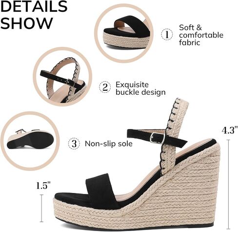 Accloris Womens Wedge Sandals Espadrille Platform Sandals Open Toe Ankle Strap Trendy High Heel Dressy Comfortable Party Casual Summer Sandals For Women 2026 in Saudi Arabia