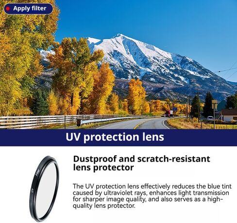 HD UV Filter Lens Compatible with DSLR Cameras – Multi-Coated, Scratch-Resistant, 0.2mm Thin for Landscape & Outdoor Photography (27mm) in Saudi Arabia