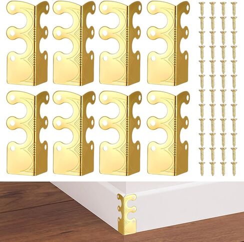 8 Pcs Baseboard Corner Protectors,Vintage Metal Skirting Board Corner Protector with 48 Screws, Edge Cover Skirting Board Wall Protector for File Boxes,Bookshelves,Wooden Cases,Jewel (Bronze) in Saudi Arabia