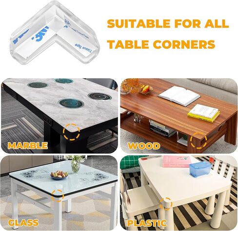 12 Pack Corner Protecto Proofing Edge and Corner Guards Pre-Taped Rubber Furniture Bumper for Fireplace, Table, Stair, Cabinet Clear & Transparent in Kuwait