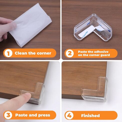 12 Pack Corner Protecto Proofing Edge and Corner Guards Pre-Taped Rubber Furniture Bumper for Fireplace, Table, Stair, Cabinet Clear & Transparent in Saudi Arabia