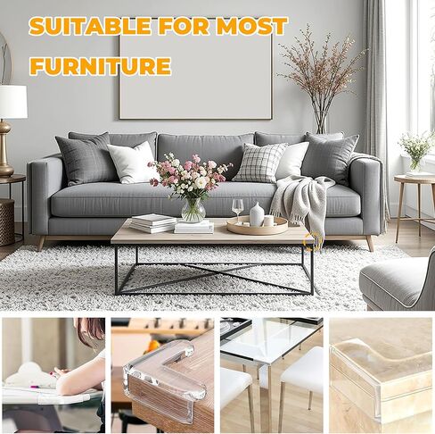 12 Pack Corner Protecto Proofing Edge and Corner Guards Pre-Taped Rubber Furniture Bumper for Fireplace, Table, Stair, Cabinet Clear & Transparent in Saudi Arabia