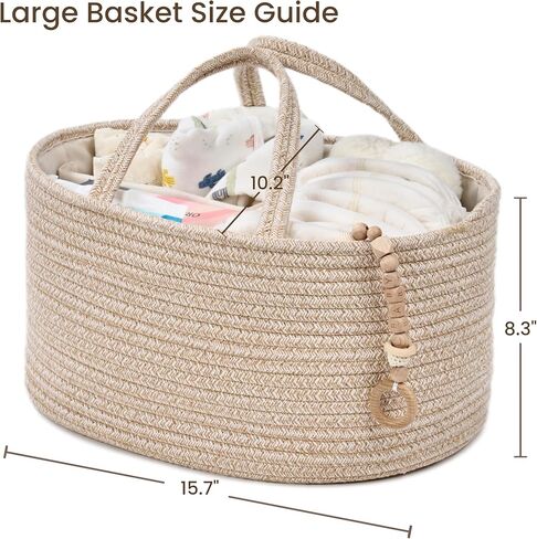 Diaper Caddy Organizer, Empty Gift Basket for Newborn Essentials, Baby Storage Basket, Stylish Gift Bag for Baby Shower, Boys and Girls – Large, Oatmeal in Kuwait