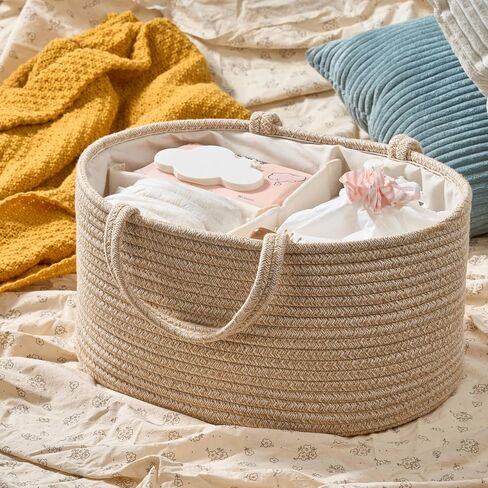 Diaper Caddy Organizer, Empty Gift Basket for Newborn Essentials, Baby Storage Basket, Stylish Gift Bag for Baby Shower, Boys and Girls – Large, Oatmeal in Kuwait