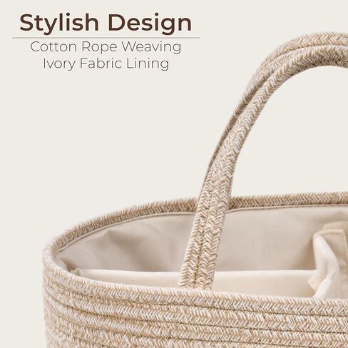 Diaper Caddy Organizer, Empty Gift Basket for Newborn Essentials, Baby Storage Basket, Stylish Gift Bag for Baby Shower, Boys and Girls – Large, Oatmeal in Kuwait