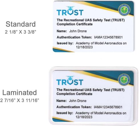 بطاقة تسجيل خدمات الطائرات بدون طيار FAA UAS، بطاقة شهادة إكمال اختبار سلامة UAS الترفيهية من Trust، ملصقات FAA للطائرات بدون طيار (مجموعتان من 3)، ملصقات البطارية لطياري الطائرات بدون طيار الهواة (DB-TRUST-1) in Kuwait