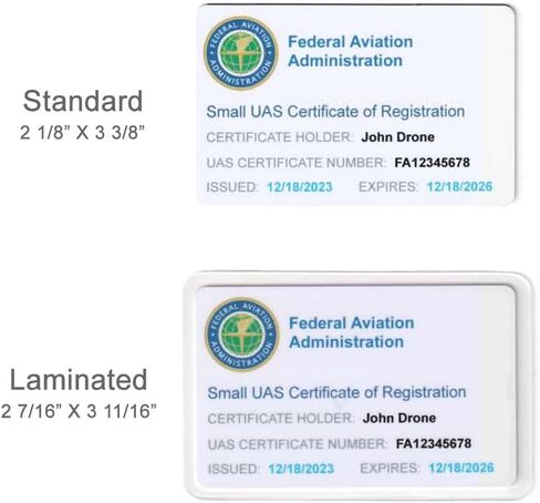 بطاقة تسجيل خدمات الطائرات بدون طيار FAA UAS، بطاقة شهادة إكمال اختبار سلامة UAS الترفيهية من Trust، ملصقات FAA للطائرات بدون طيار (مجموعتان من 3)، ملصقات البطارية لطياري الطائرات بدون طيار الهواة (DB-TRUST-1) in Kuwait
