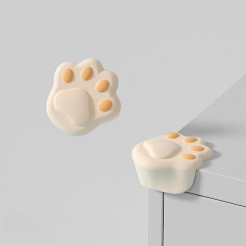 Silicone Cartoon Corner Protector Soft Cat Paw Desk Edge Guards with Adhesive, Anti-Collision Protectors f Pets and Furniture Table Corner Protection Claw Dark Beige 3 in Saudi Arabia