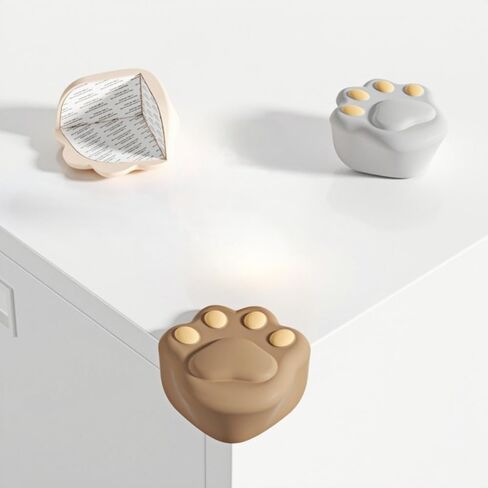 Silicone Cartoon Corner Protector Soft Cat Paw Desk Edge Guards with Adhesive, Anti-Collision Protectors f Pets and Furniture Table Corner Protection Claw Dark Beige 3 in Saudi Arabia