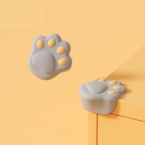 Silicone Cartoon Corner Protector Soft Cat Paw Desk Edge Guards with Adhesive, Anti-Collision Protectors f Pets and Furniture Table Corner Protection Claw Dark Beige 3 in Saudi Arabia