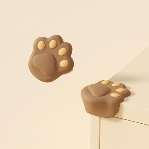 Silicone Cartoon Corner Protector Soft Cat Paw Desk Edge Guards with Adhesive, Anti-Collision Protectors f Pets and Furniture Table Corner Protection Claw Dark Beige 3 in Saudi Arabia