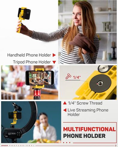 IFOOTAGE قاعدة مستديرة Monopod A300 مع ضوء فيديو ومحول هاتف، حامل إضاءة استوديو ثلاثي القوائم للكاميرا مقاس 60 بوصة، رأس حامل ثلاثي القوائم، ضوء حلقي، تدفق، مقابلة، حمولة 22 رطل in Kuwait
