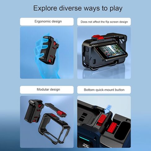 مجموعة Yunseity Street Grip Kit، مقبض سيليكون مضاد للانزلاق من سبائك الألومنيوم مع حذاء بارد ومنافذ ملولبة 1/4 بوصة، لكاميرا Pro 1 2 Action in Kuwait