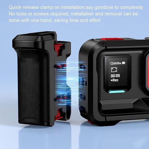 مجموعة Yunseity Street Grip Kit، مقبض سيليكون مضاد للانزلاق من سبائك الألومنيوم مع حذاء بارد ومنافذ ملولبة 1/4 بوصة، لكاميرا Pro 1 2 Action in Kuwait