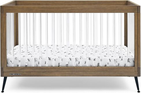 Delta Children Sloane 4-in-1 Acrylic Convertible Crib - Greenguard Gold Certified, Acorn/Matte Black in Saudi Arabia