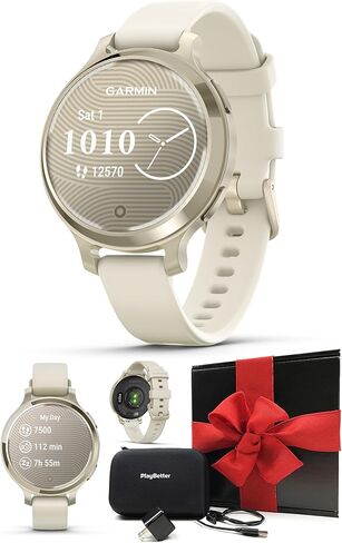 PlayBetter Garmin Lily 2 Active (Jasper Green) Women's Fitness Smartwatch Gift Box Bundle - Bright Touchscreen Display, Built-in GPS, All-Day Health Monitoring Wall Adapter & Hard Case in Saudi Arabia