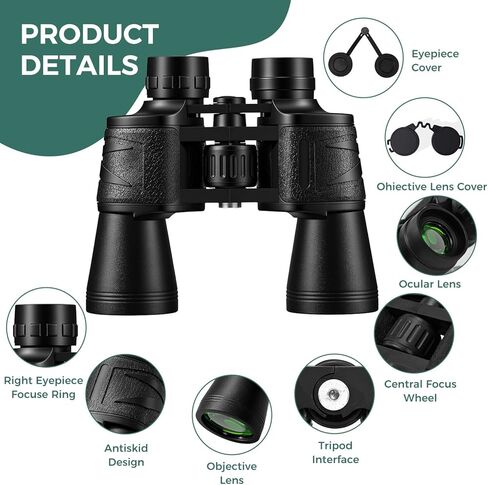 10x50 Binoculars for Adults, HD BAK4 Prism FMC Multi-Coated Lens, Waterproof Fogproof High Power Optics for Bird Watching, Hunting, Hiking, Stargazing, Sports, Travel & Astronomy in Kuwait