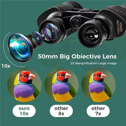 10x50 Binoculars for Adults, HD BAK4 Prism FMC Multi-Coated Lens, Waterproof Fogproof High Power Optics for Bird Watching, Hunting, Hiking, Stargazing, Sports, Travel & Astronomy in Kuwait