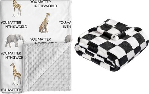 Soft Throw Blanket for Baby - Ultra Cozy Fluffy Checkered Fleece, Crib & Stroller Receiving Blanket for Newborn Infant Toddler Boys (Sea Life/Checkered) in Kuwait
