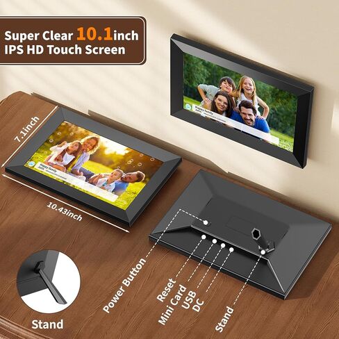 Digital Picture Frame,10.1 Inch Tuya Digital Photo Frame, 1280x800 IPS LCD Touch Screen,Auto-Rotate,16GB,Featuring AI Photo Editing,Make Photos More Interesting,Nice Gifts for Your Loves in Kuwait