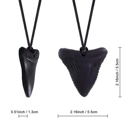 2 PCS Sensory Chew Necklaces - Chew Necklaces for Sensory Kids, Shark Tooth Necklace, Baby Teething Child Chewing Autism Adult, YQZIYOU in Kuwait