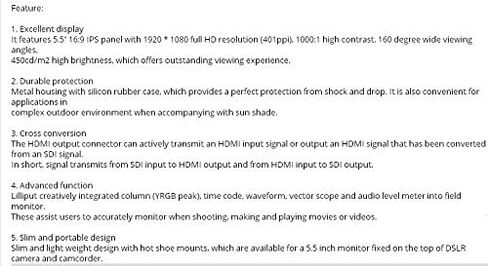 شاشة LILLIPUT Q5 مقاس 5 بوصة 1920 * 1080 شاشة عالية الدقة بالكامل مع غلاف معدني SDI HDMI متقاطع عالي الدقة لكاميرا الفيديو in Kuwait