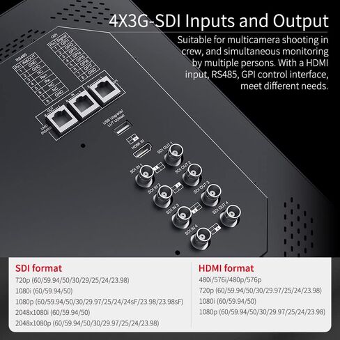 شاشة إنتاج البث SEETEC ATEM173S مقاس 17.3 بوصة متعددة الكاميرات مع شكل موجة 3D LUT HDR Waveform HDMI 4X SDI ومخرج إدخال Full HD 1920x1080 GPI Control Gynamic UMD in Kuwait