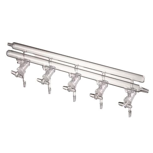 stonylab Glass Double Vacuum Manifold, Borosilicate Glass 4 Ports Vacuum Gas Dual Bank Manifold with Glass Stopcocks for Laboratory Schlenk Line in Saudi Arabia