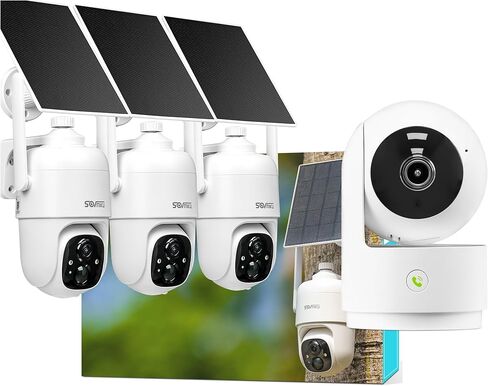 Vicohome AI 2K Outdoor Solar Battery Security Cam & Indoor Plug-in Cam System, Two Way Audio, Motion Detection, 360° View, Easy to Setup, Color Night Vision, Audible Siren, 180 Days Exchange Policy in Kuwait