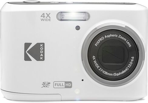 Kodak PIXPRO FZ45 16MP Digital Camera 4X Optical Zoom 27mm Wide Angle 1080P Full HD Video 2.7" LCD Camera (White) + 64GB Card and Reader + AA Batteries (4-Pack) + Cleaning Cloth in Kuwait