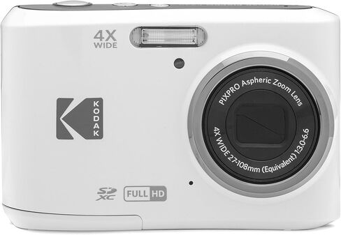 Kodak PIXPRO FZ45 16MP Digital Camera 4X Optical Zoom 27mm Wide Angle 1080P Full HD Video 2.7" LCD Camera (White) + 64GB Card and Reader + AA Batteries (4-Pack) + Cleaning Cloth in Kuwait